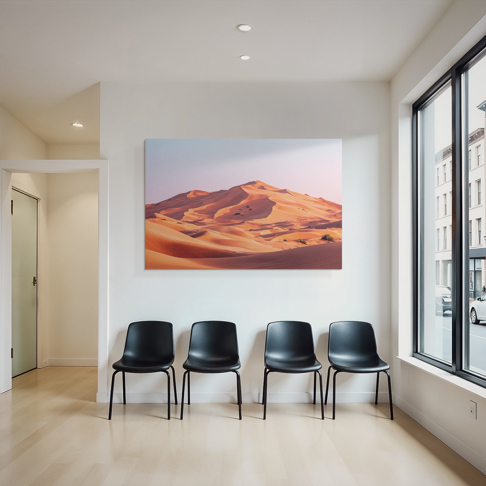 Desert sand dune landscape at sunrise or sunset