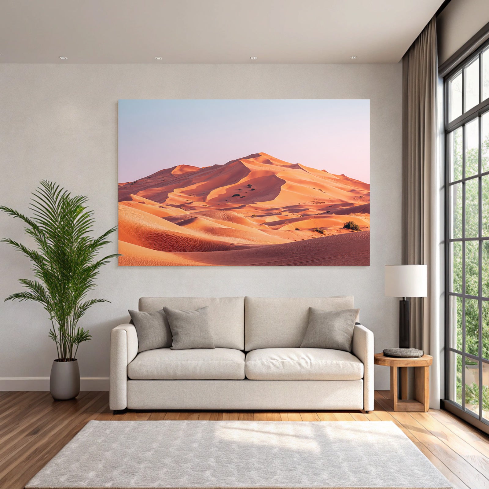 Desert sand dune landscape at sunrise or sunset
