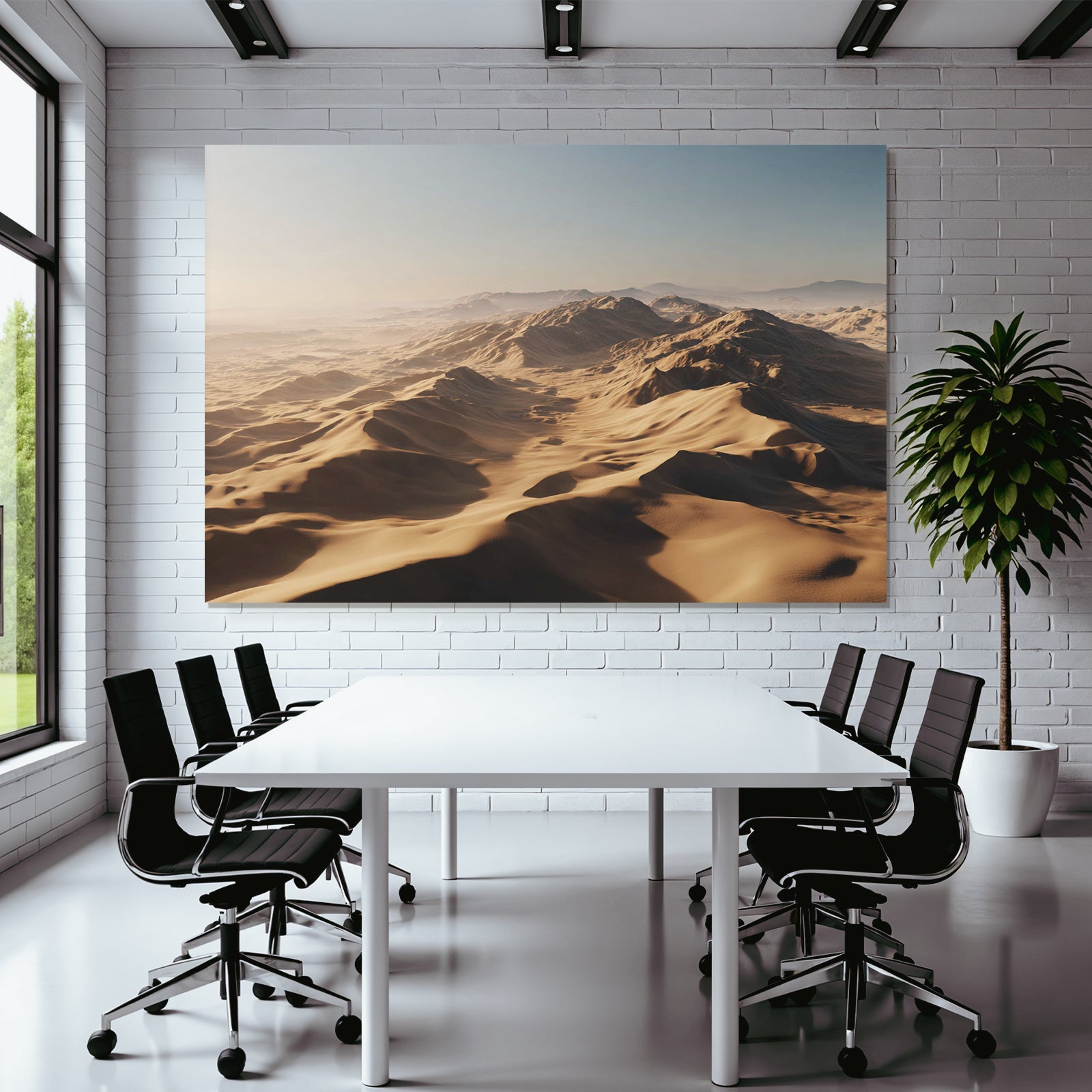 Desert Vast desert landscape with sand dunes under blue sky