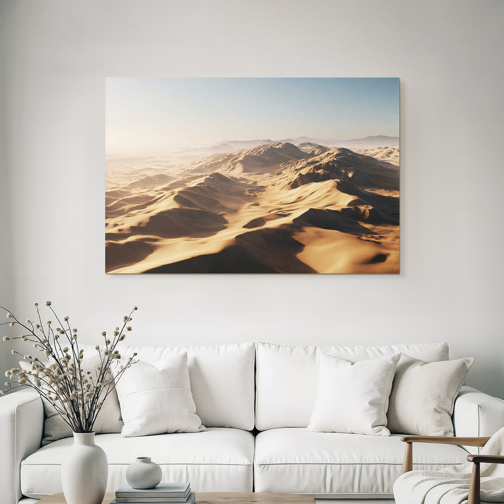 Desert Vast desert landscape with sand dunes under blue sky