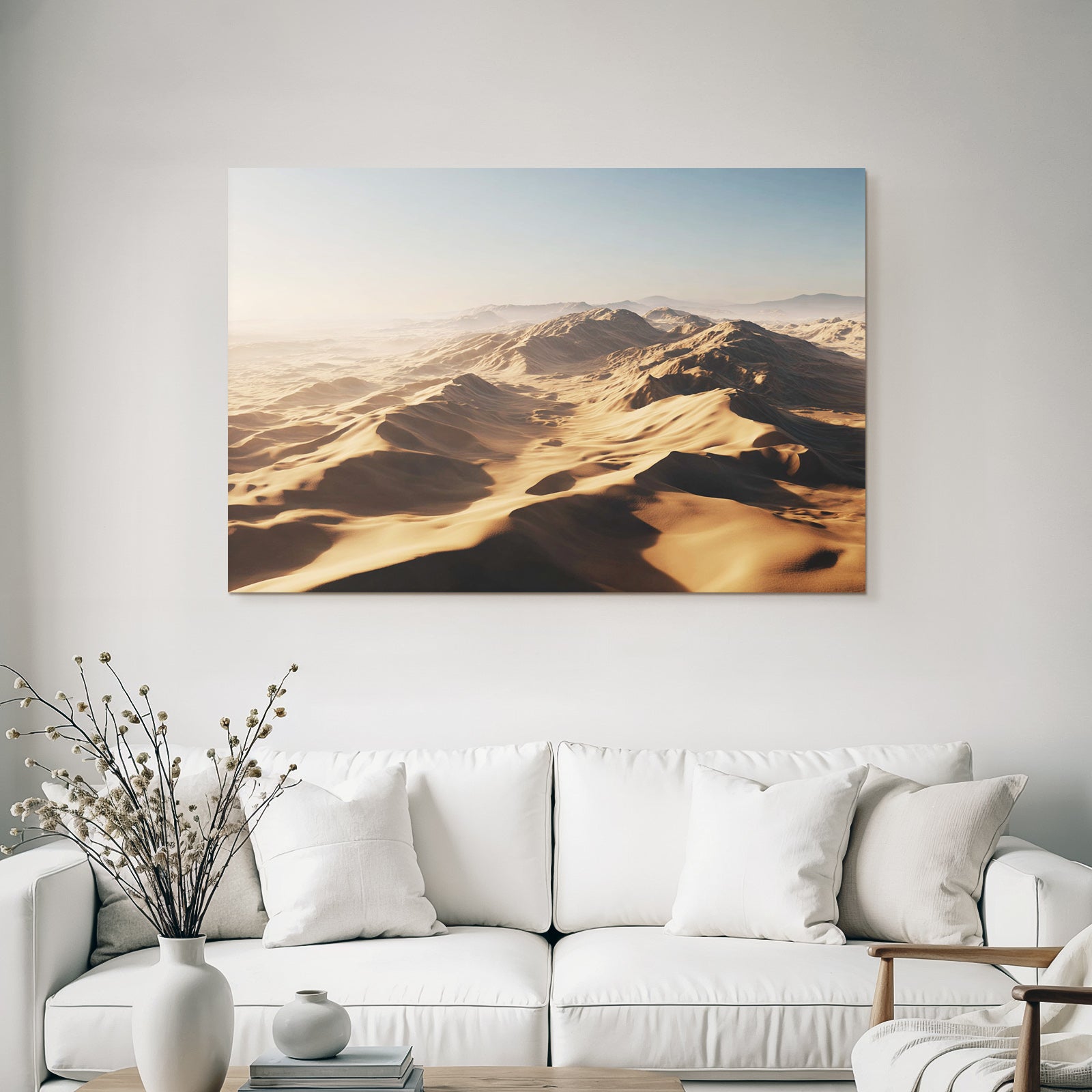 Desert Vast desert landscape with sand dunes under blue sky