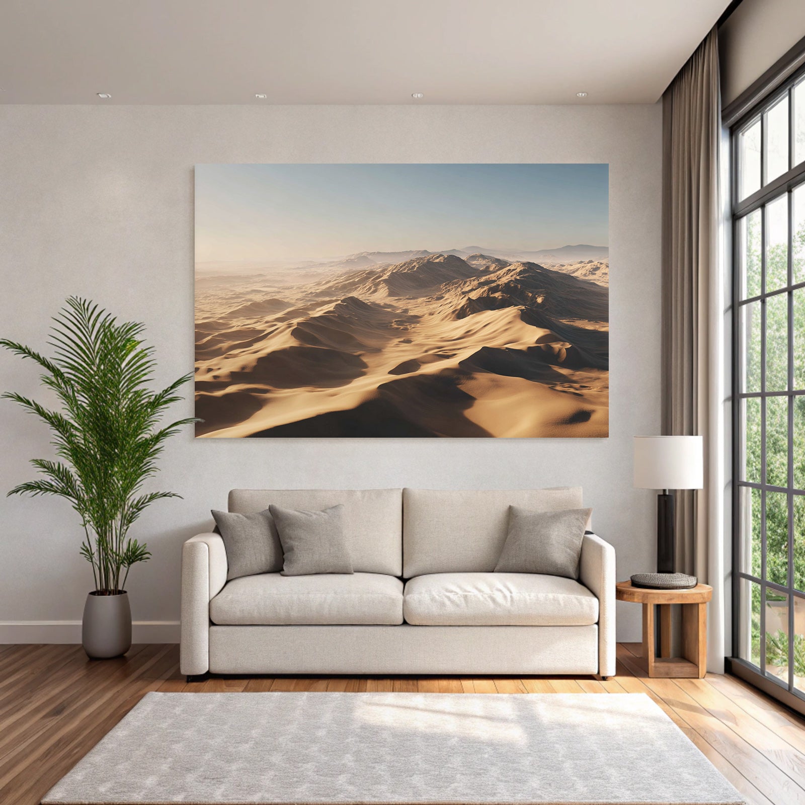 Desert Vast desert landscape with sand dunes under blue sky