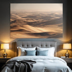 Desert Wide Arid Landscape With Sand Dunes Blurred Visibility