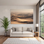 Desert Wide Arid Landscape With Sand Dunes Blurred Visibility