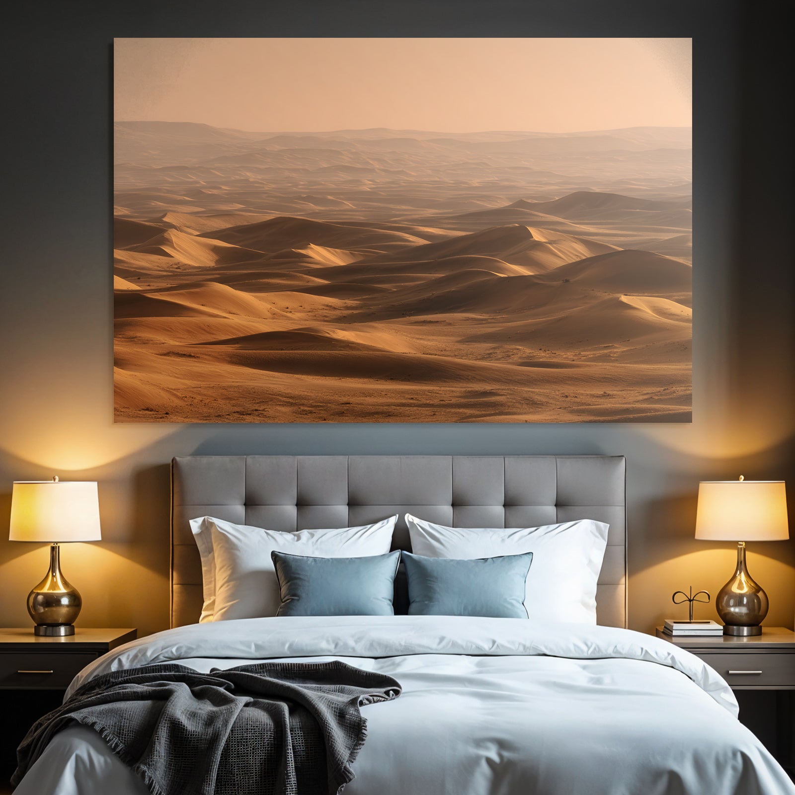 Deserts Wide desert landscape with sand dunes sunlight
