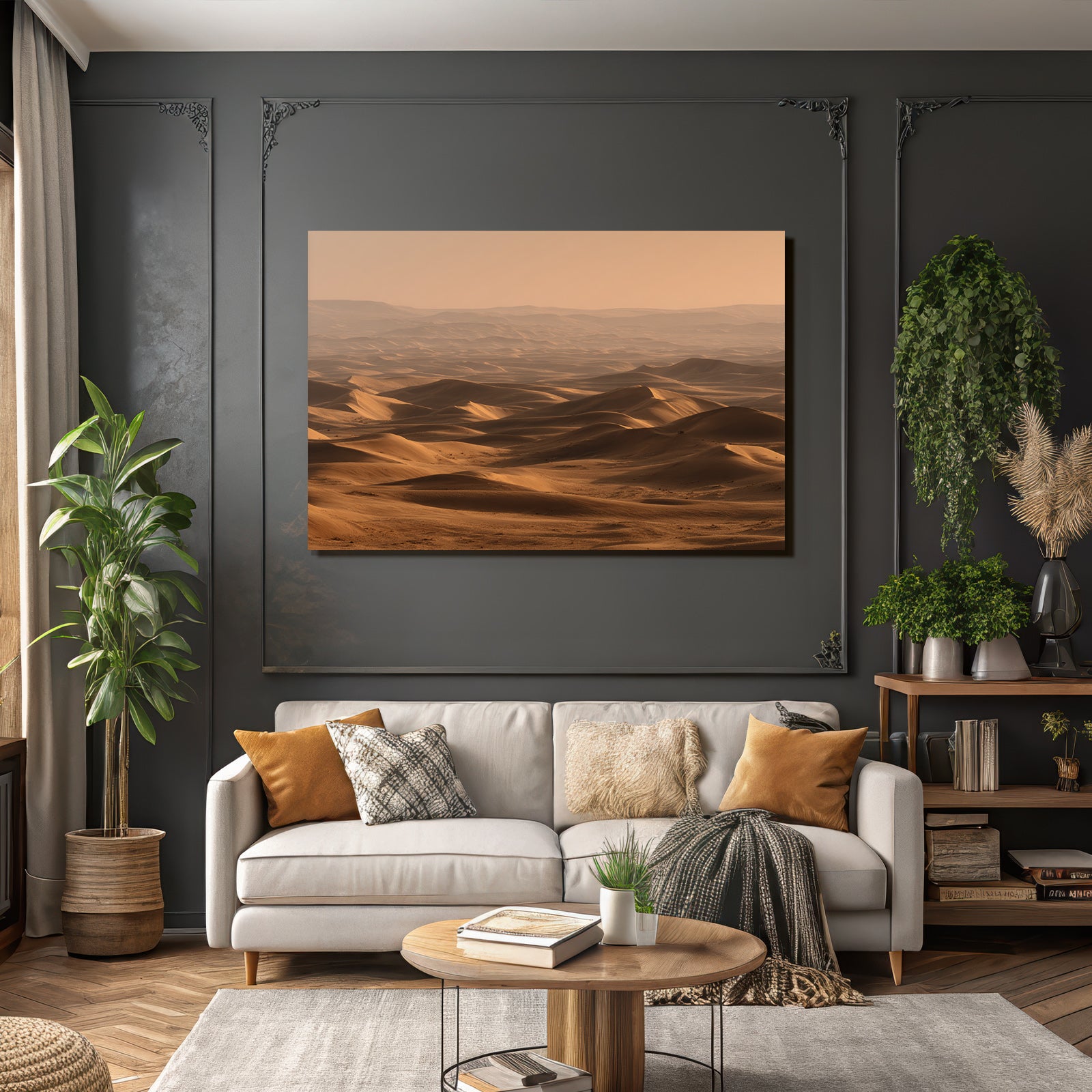Deserts Wide desert landscape with sand dunes sunlight