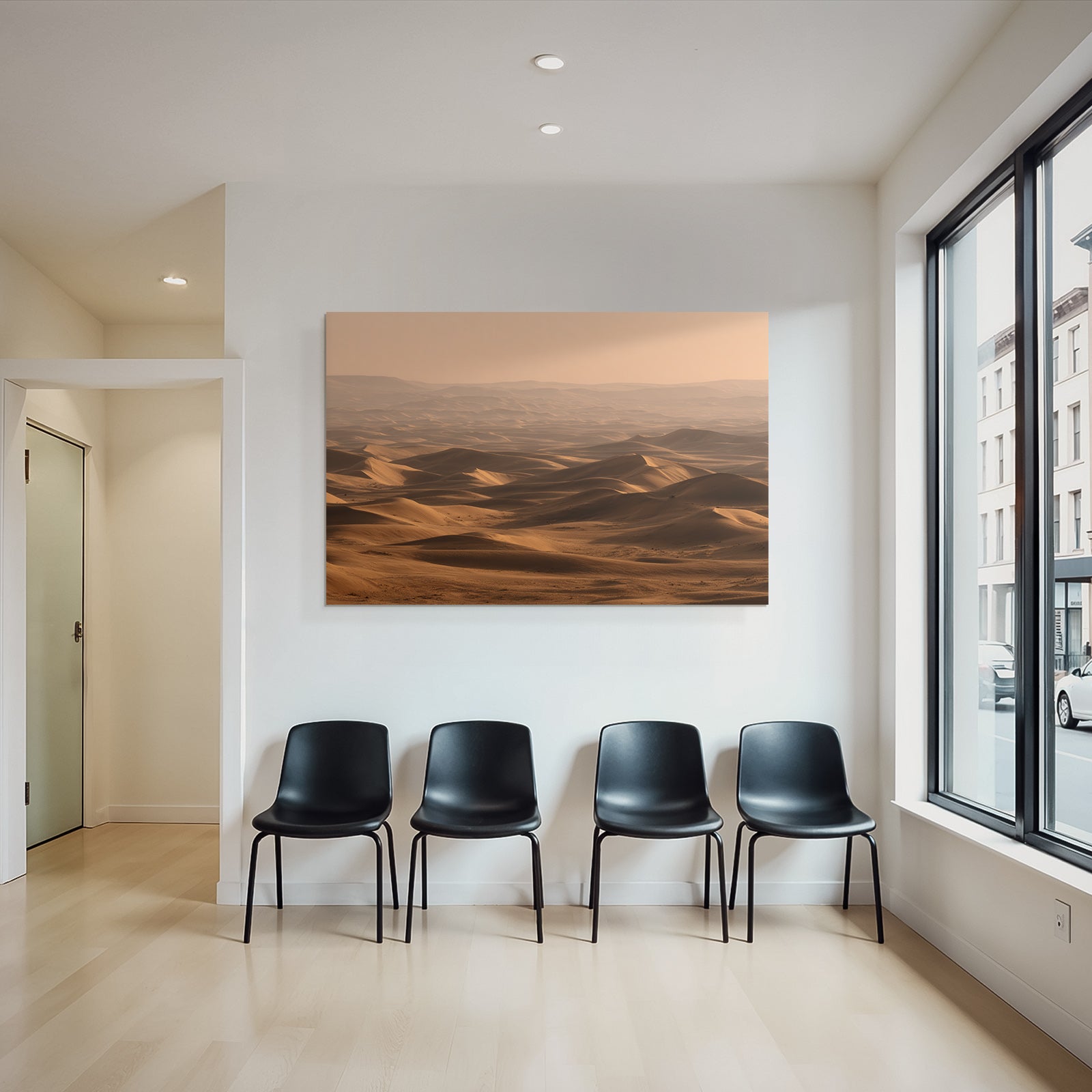 Deserts Wide desert landscape with sand dunes sunlight