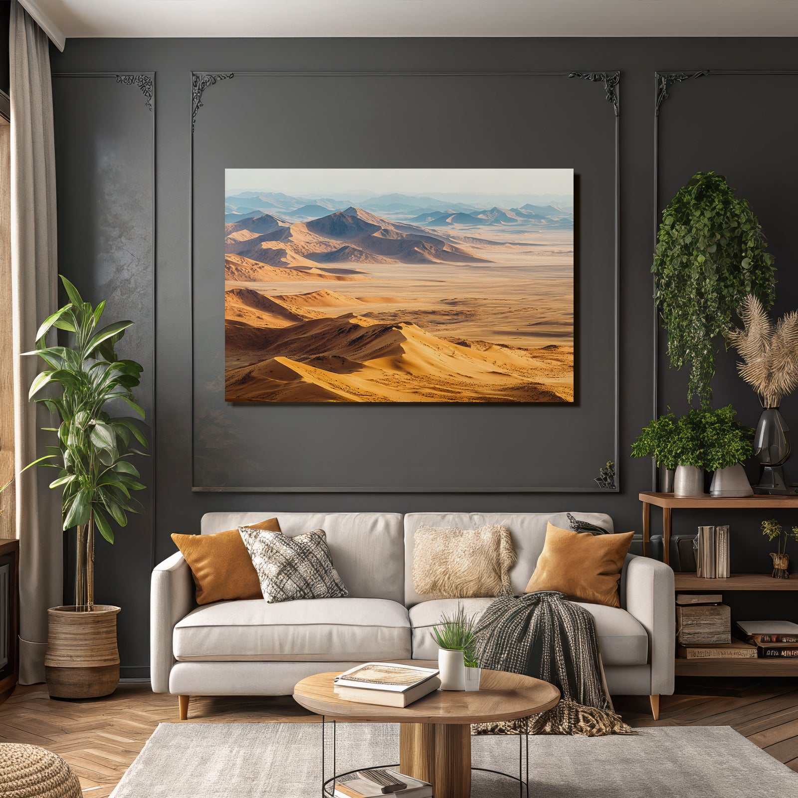Desert landscape in the golden hour light