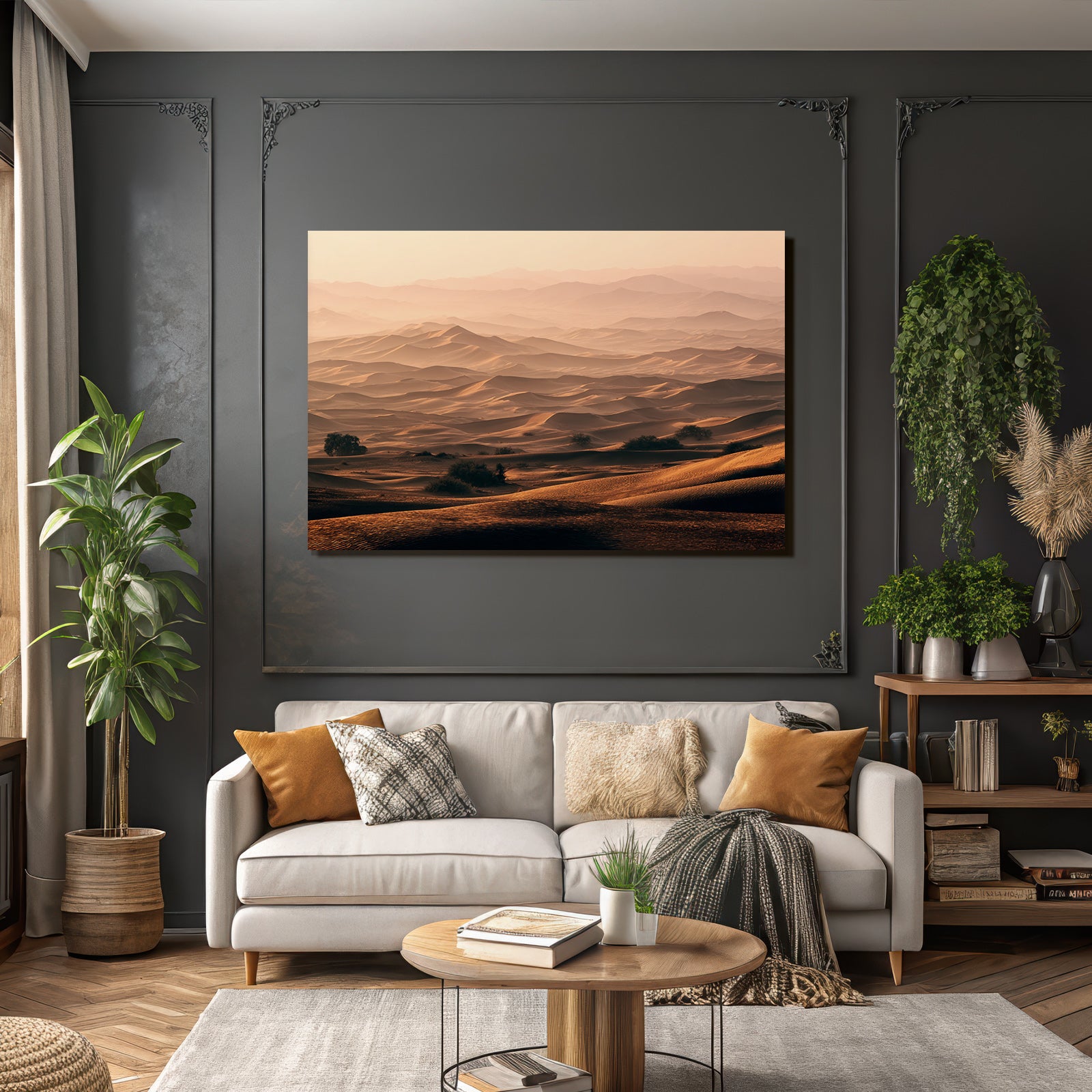 Deserts Beautiful desert landscape with dunes in golden light