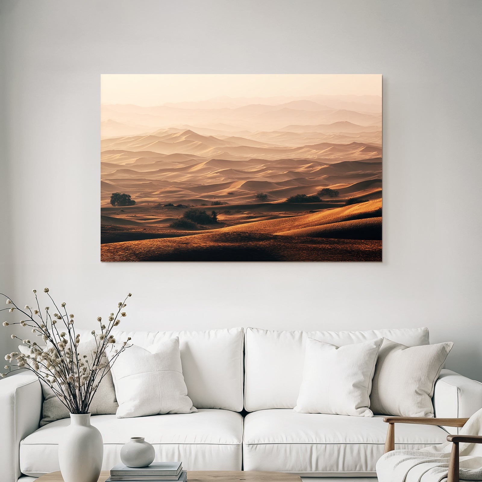 Deserts Beautiful desert landscape with dunes in golden light
