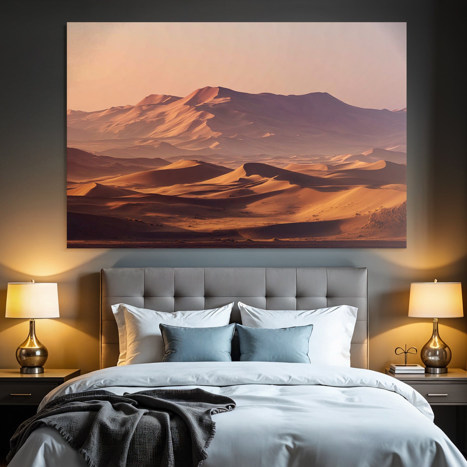 Deserts Beautiful desert landscape with sand dunes and mountains
