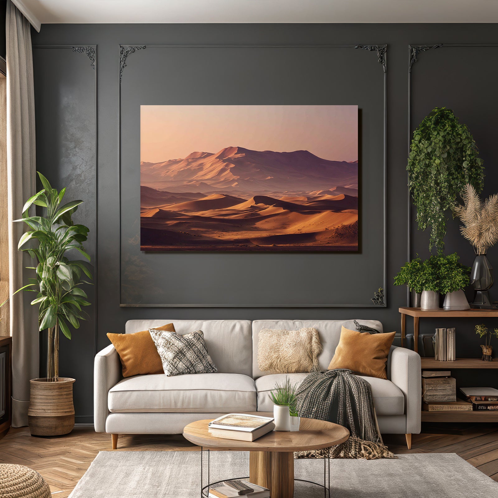 Deserts Beautiful desert landscape with sand dunes and mountains