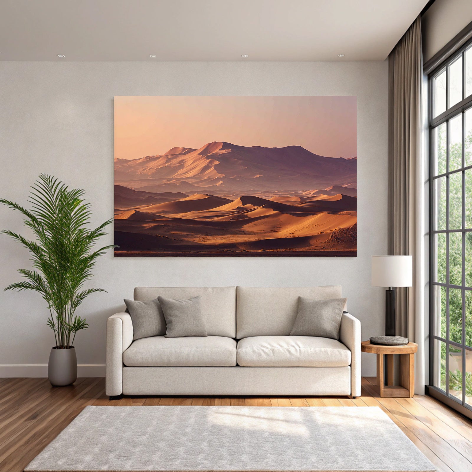 Deserts Beautiful desert landscape with sand dunes and mountains