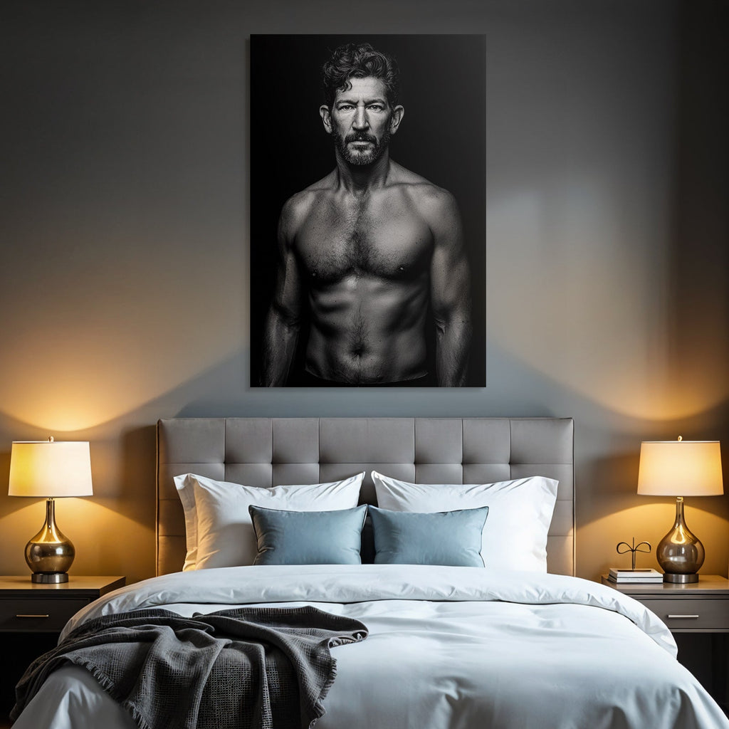 Muscularer Mann Intense Ausdruck Portrait Sw