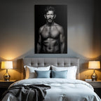 Muscularer Mann Intense Ausdruck Portrait Sw