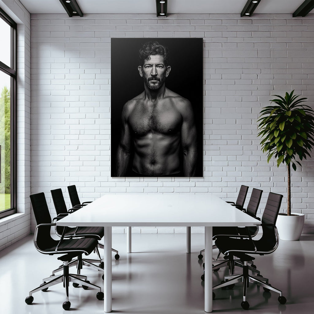 Muscularer Mann Intense Ausdruck Portrait Sw