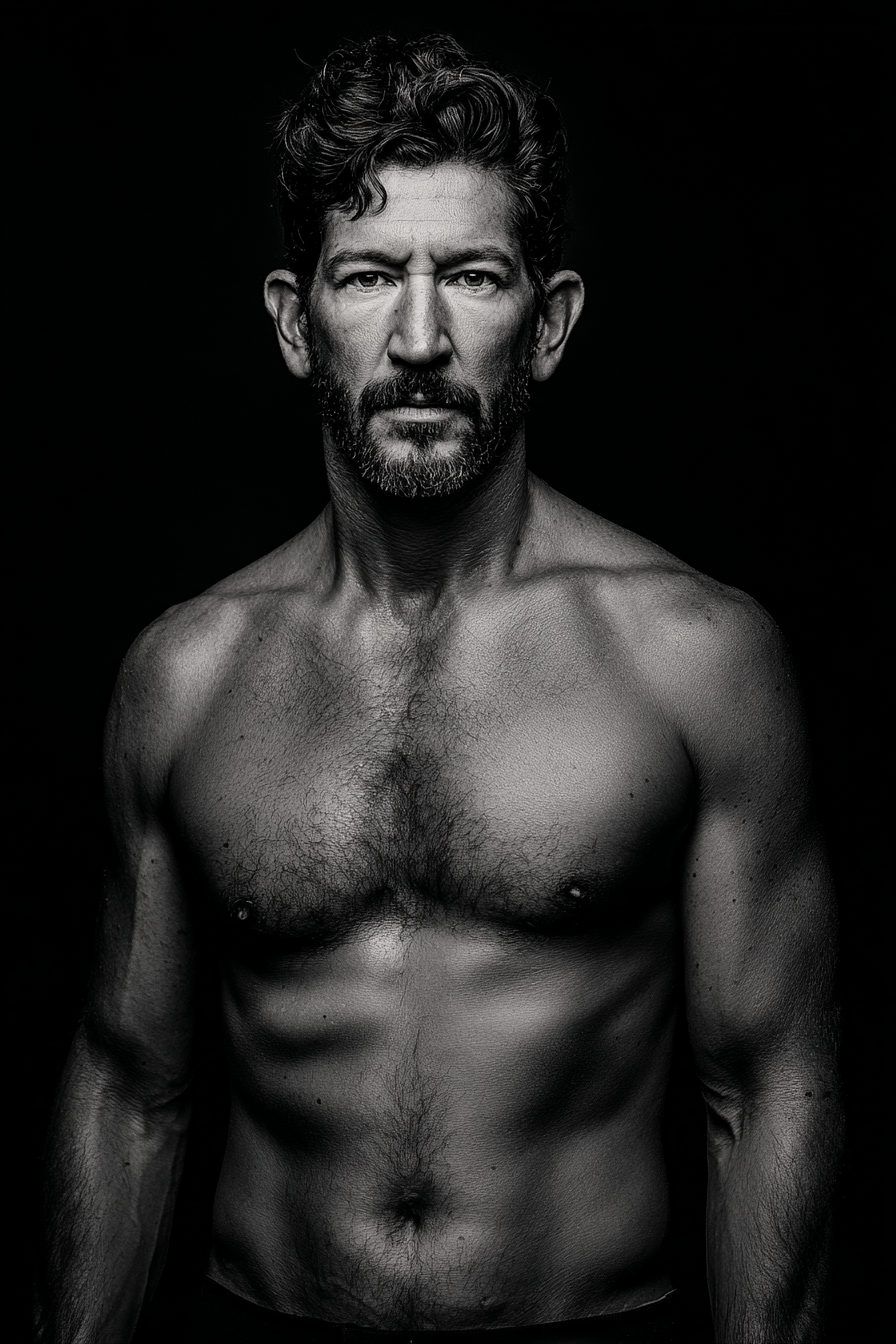 Muscularer Mann Intense Ausdruck Portrait Sw | Frauen und Maenner | Menschen und Emotionen