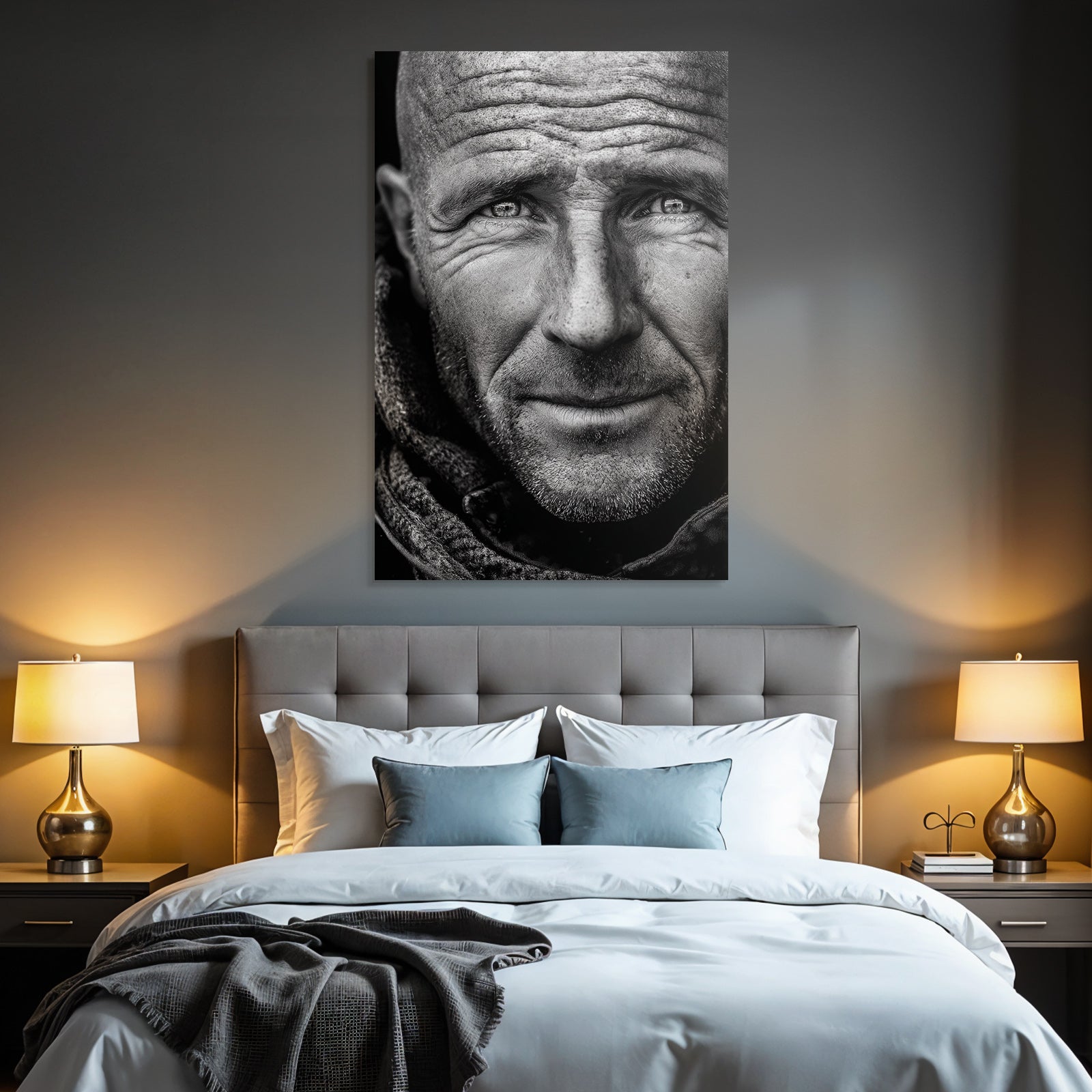 Nahaufnahme Portrait Mann In Schwarz Weiss