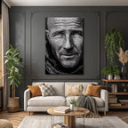 Nahaufnahme Portrait Mann In Schwarz Weiss