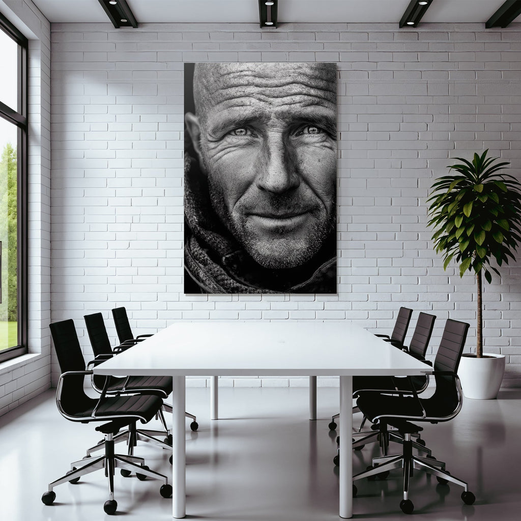 Nahaufnahme Portrait Mann In Schwarz Weiss