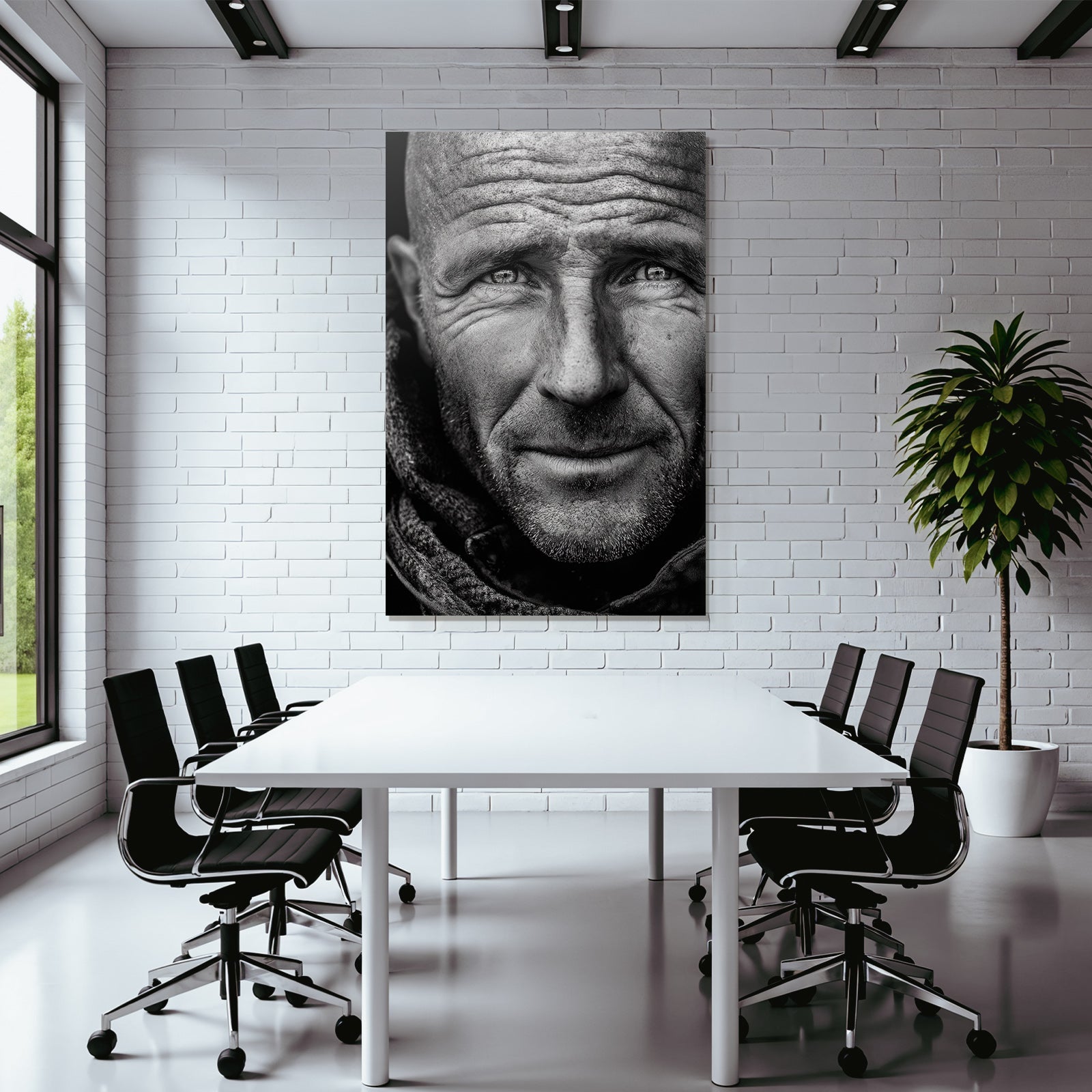 Nahaufnahme Portrait Mann In Schwarz Weiss