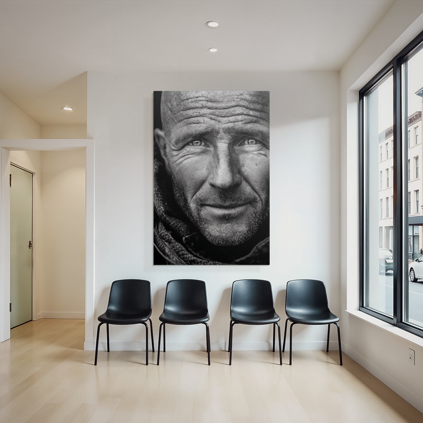 Nahaufnahme Portrait Mann In Schwarz Weiss