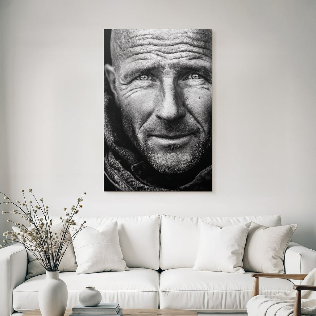 Nahaufnahme Portrait Mann In Schwarz Weiss