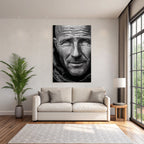 Nahaufnahme Portrait Mann In Schwarz Weiss