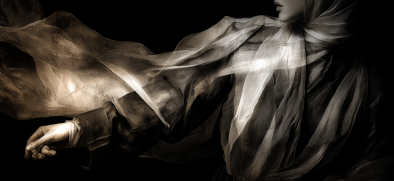 Hand In Transparent Stoff Mit Lichtspiel | Frauen und Maenner | Menschen und Emotionen