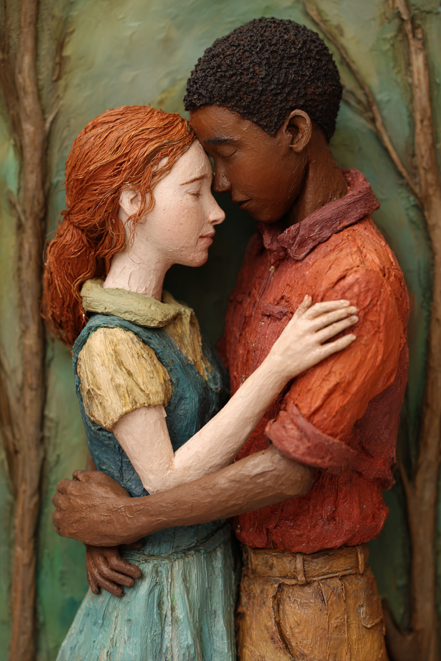 Porträts Nahe Einander Umarmung Sculpture Kunstwerk Naturlandschaft | Liebe und Zweisamkeit | Menschen und Emotionen