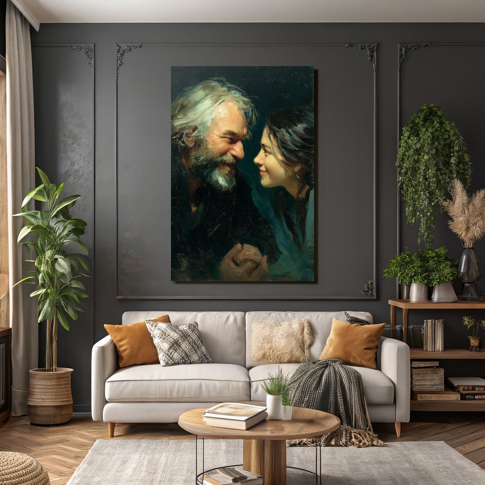 Porträts Portrait Von Zwei Aber Zusammenhalt Und Verbindung Impressionistisch