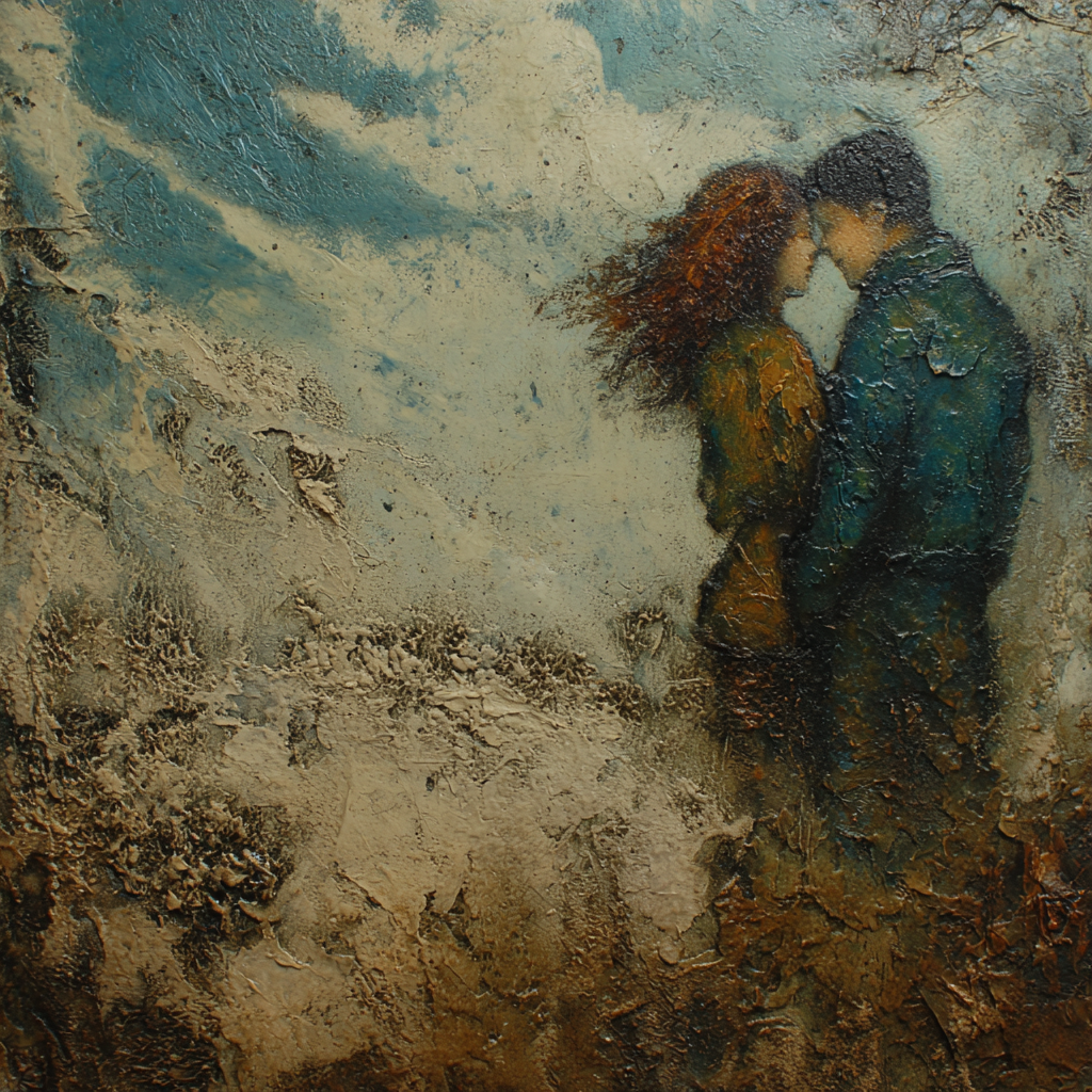 Porträts Intime Momente Umarmung Paar Erdefarben Cloudy Sky | Liebe und Zweisamkeit | Menschen und Emotionen