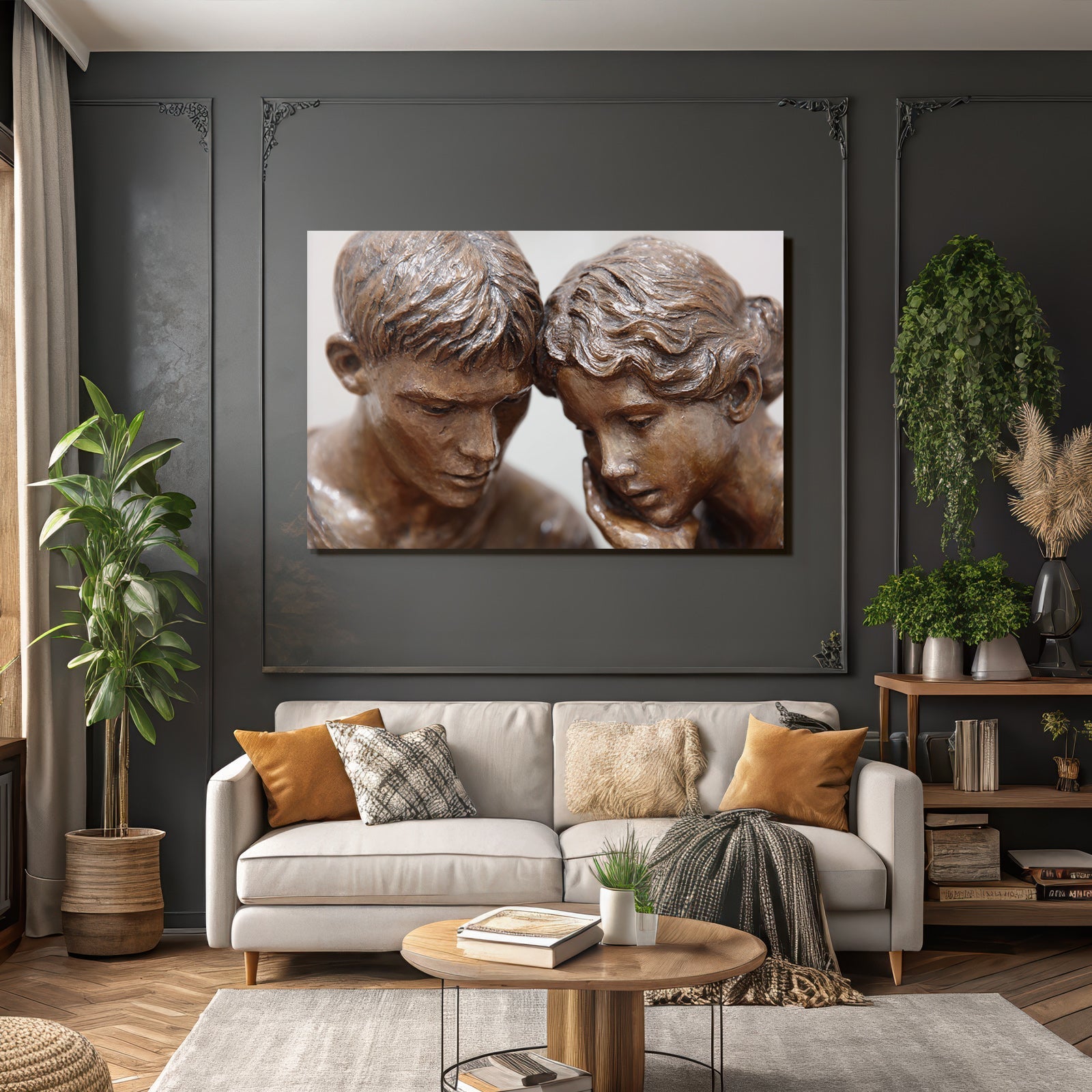 Porträts Bronzeskulptur Zwei Figuren Intimität Kontemplation