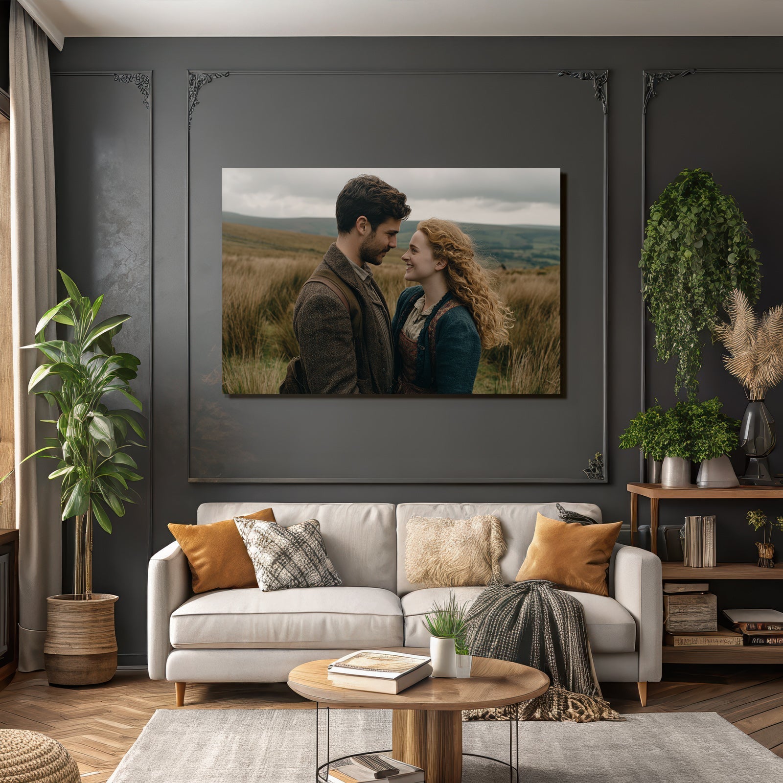 Porträts Romantischer Moment Draussen Mit Scenic Hintergrund Geschichtliche Kleidung