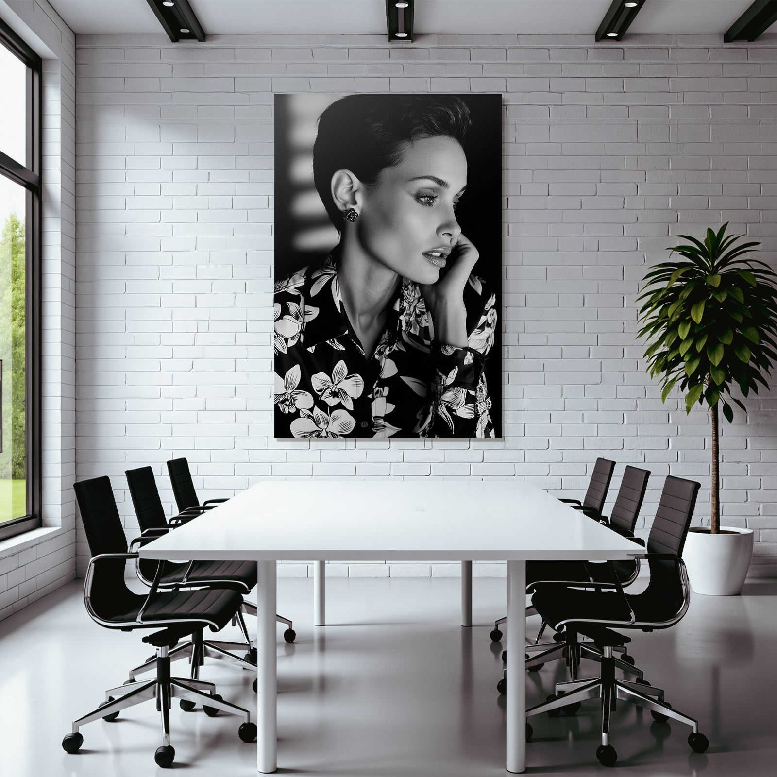 Porträts Schwarzweiss Portrait Person Mit Blumenhemd Dramatisches Lichtgestaltung