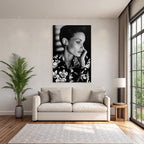 Porträts Schwarzweiss Portrait Person Mit Blumenhemd Dramatisches Lichtgestaltung