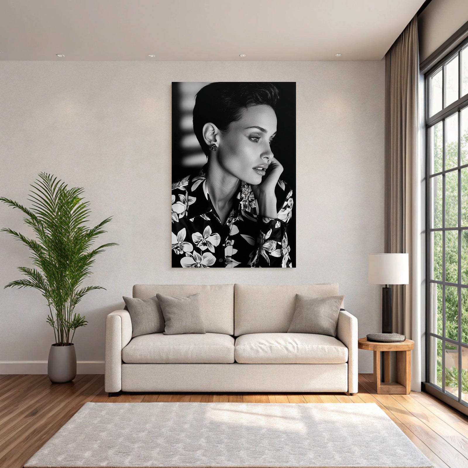 Porträts Schwarzweiss Portrait Person Mit Blumenhemd Dramatisches Lichtgestaltung