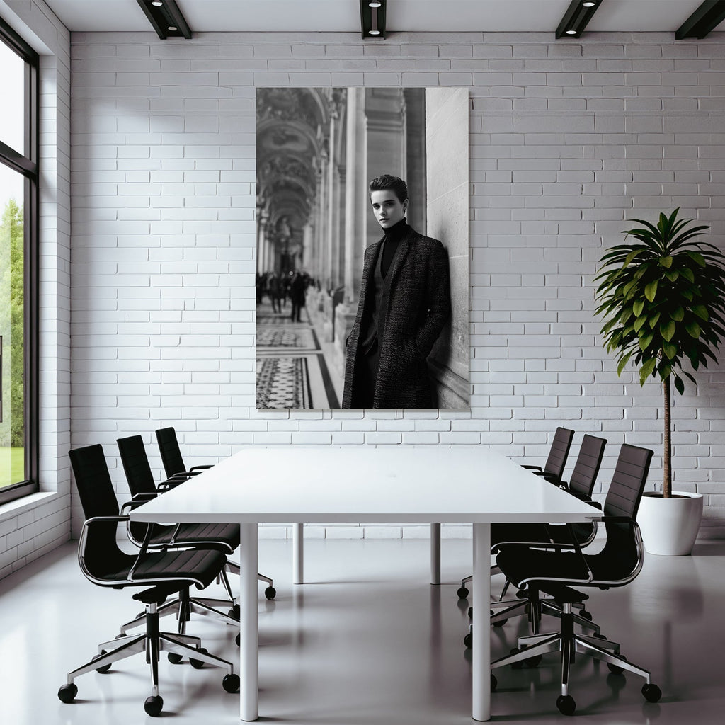 Elegante Person In Historischem Gebäude Schwarz Und Weiss
