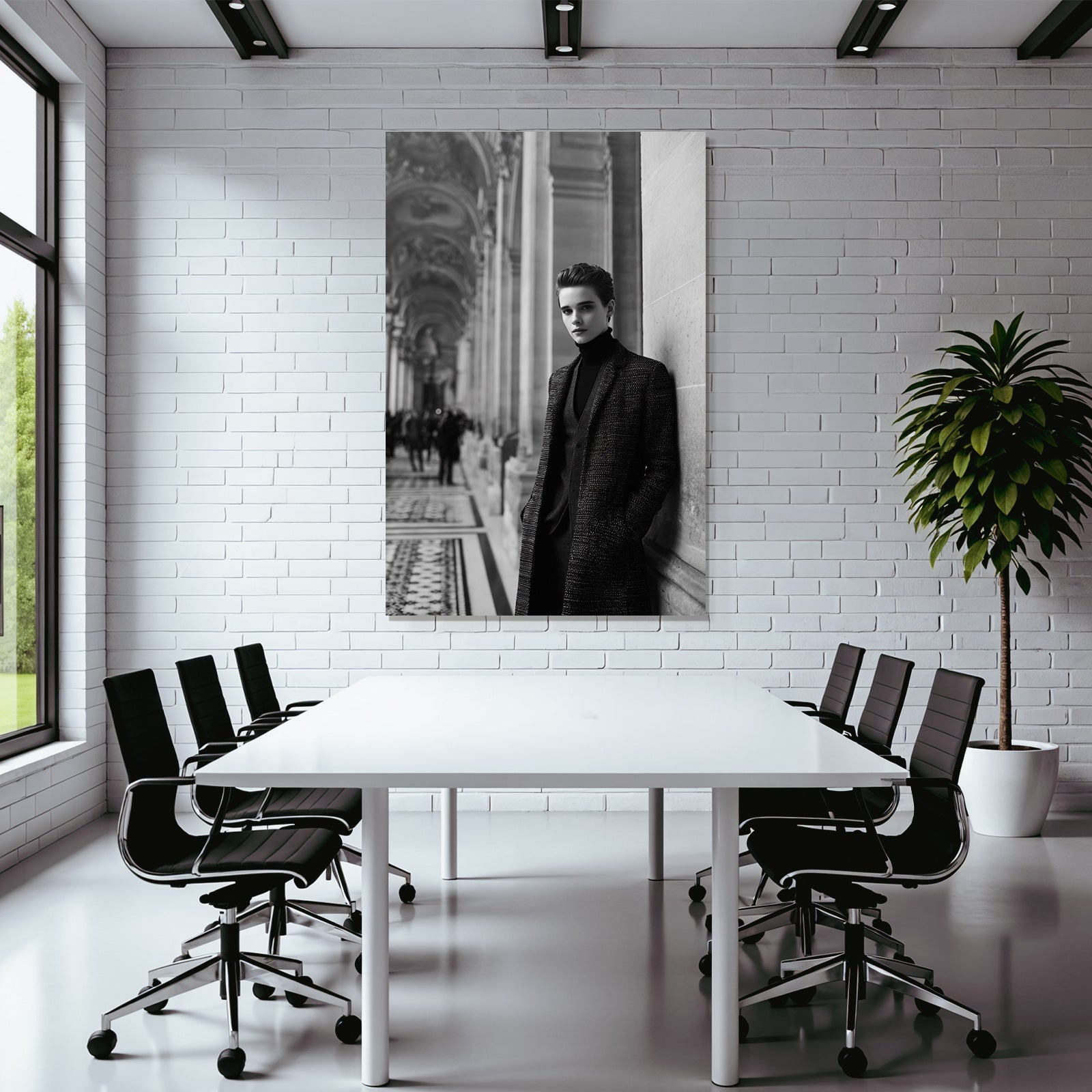 Elegante Person In Historischem Gebäude Schwarz Und Weiss