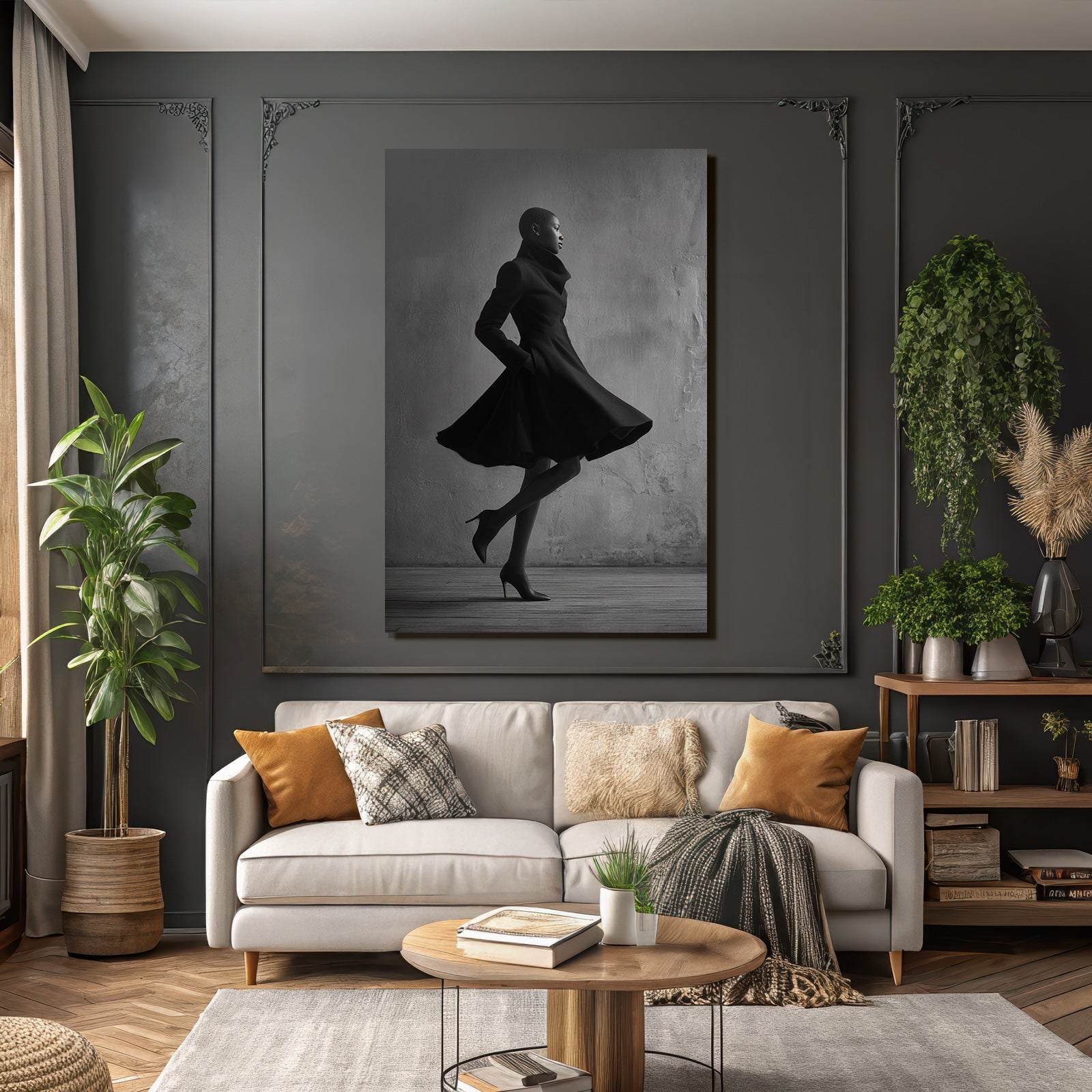 Fashion Fotografie Modell Mit Stilvollem Mantel Und High Heels