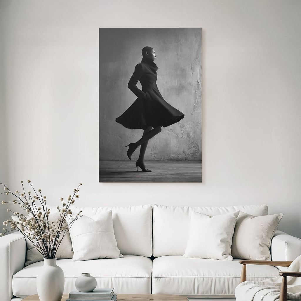 Fashion Fotografie Modell Mit Stilvollem Mantel Und High Heels