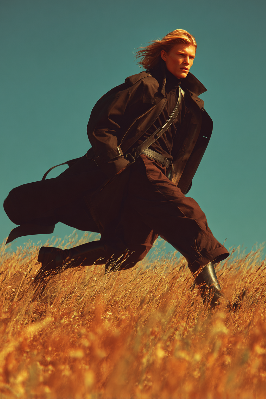 Laufende Person Im Feld Mit Hohem Gras Goldenes Licht | Mode und Stil | Menschen und Emotionen