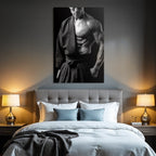 Muscularer Torso Martial Artist Tattoos Traditionelle Kampfsportkleidung