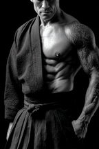 Muscularer Torso Martial Artist Tattoos Traditionelle Kampfsportkleidung | Mode und Stil | Menschen und Emotionen