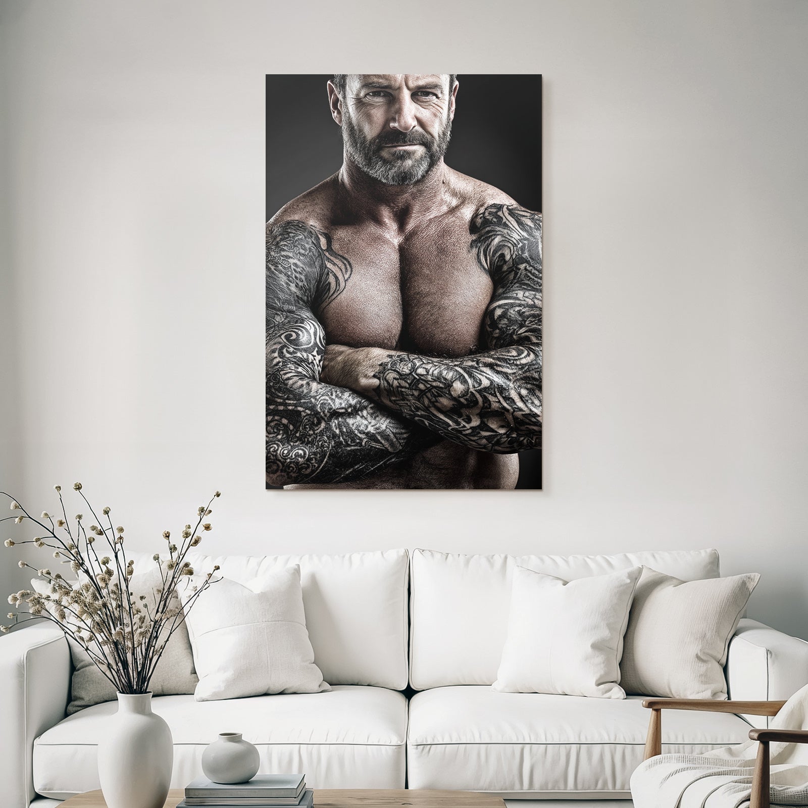 Muskelmännertattoo Pose Armen Verschloten