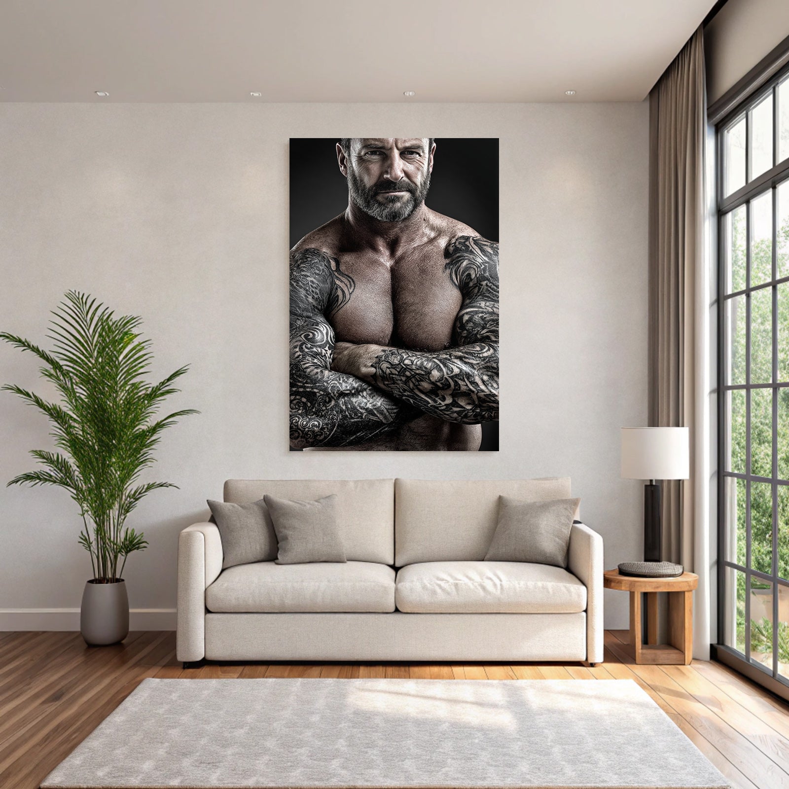 Muskelmännertattoo Pose Armen Verschloten