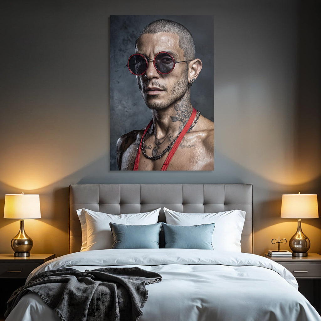Portrait Person Sonnenbrille Tattoos