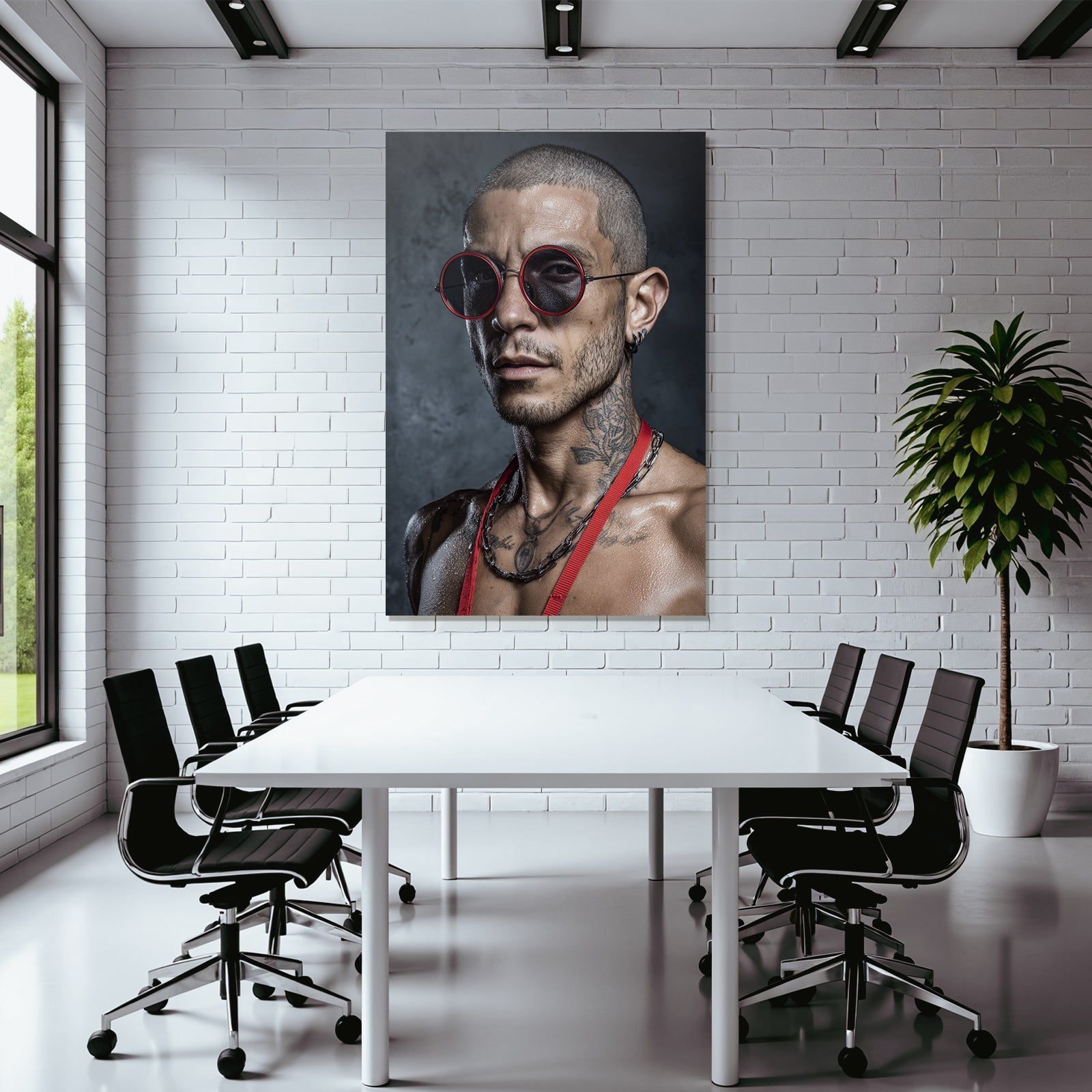 Portrait Person Sonnenbrille Tattoos