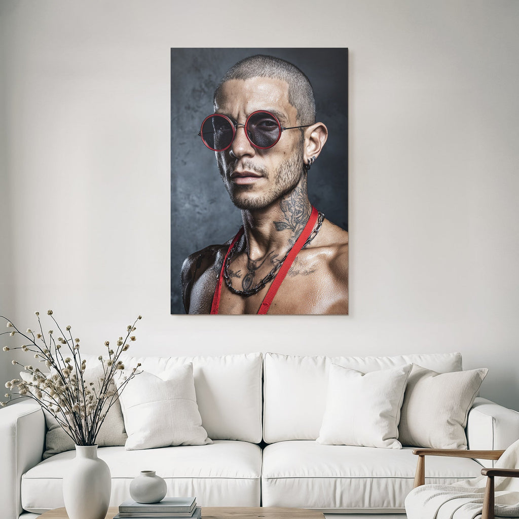 Portrait Person Sonnenbrille Tattoos