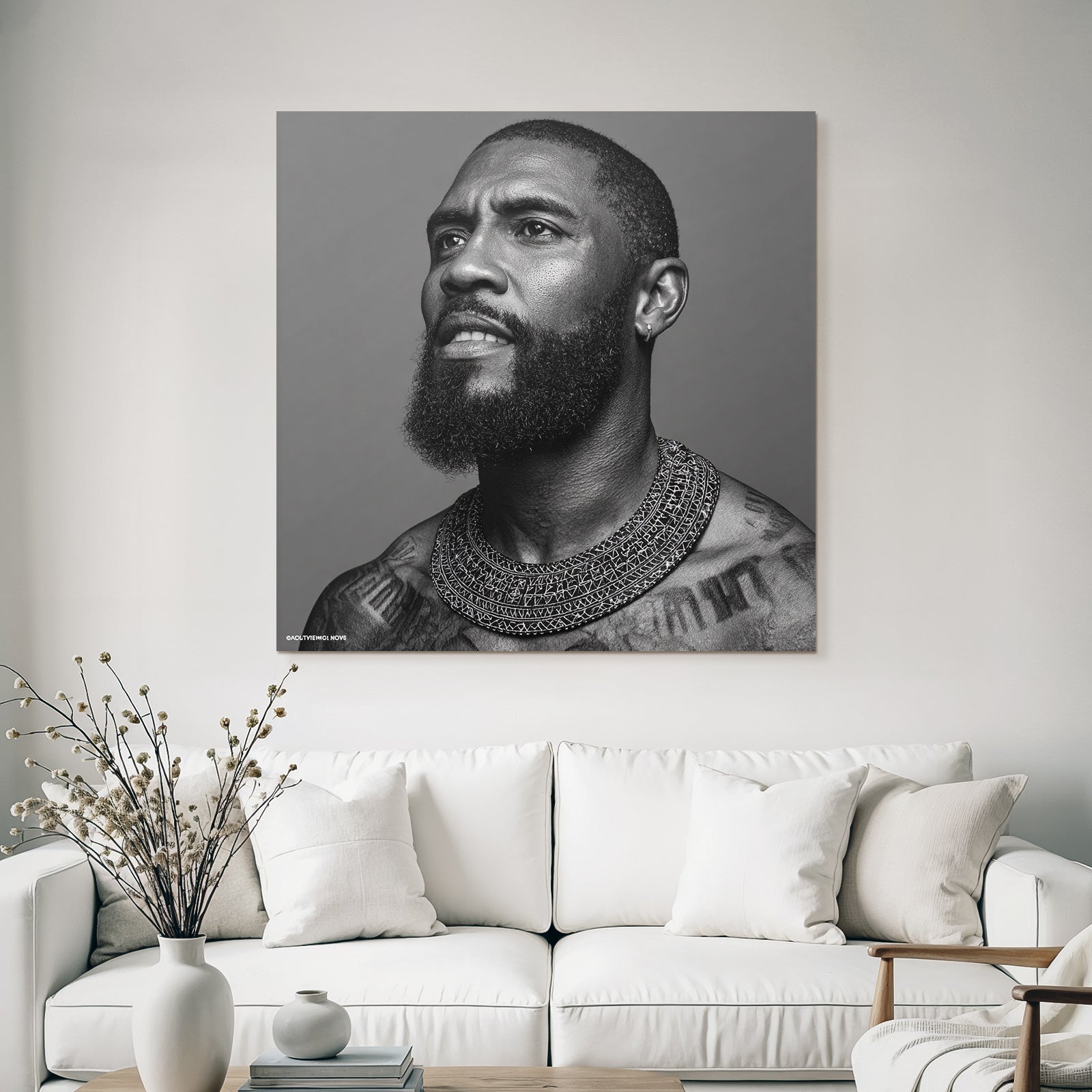 Bearded Man Jewelry Black And White Portrait
